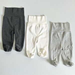 Baby Pants 3 pcs. 0-3 months charcoal gray, off-white, gray footed pants
